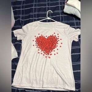 Women’s T shirt Heart Short Sleeve Casual Daily Basic V Neck